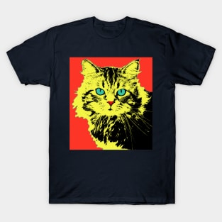 POP ART CAT - YELLOW RED T-Shirt